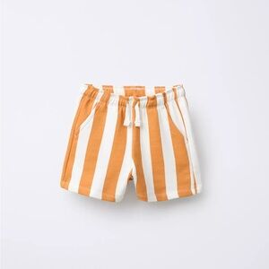 Zara Kids Striped Shorts in Orange and White